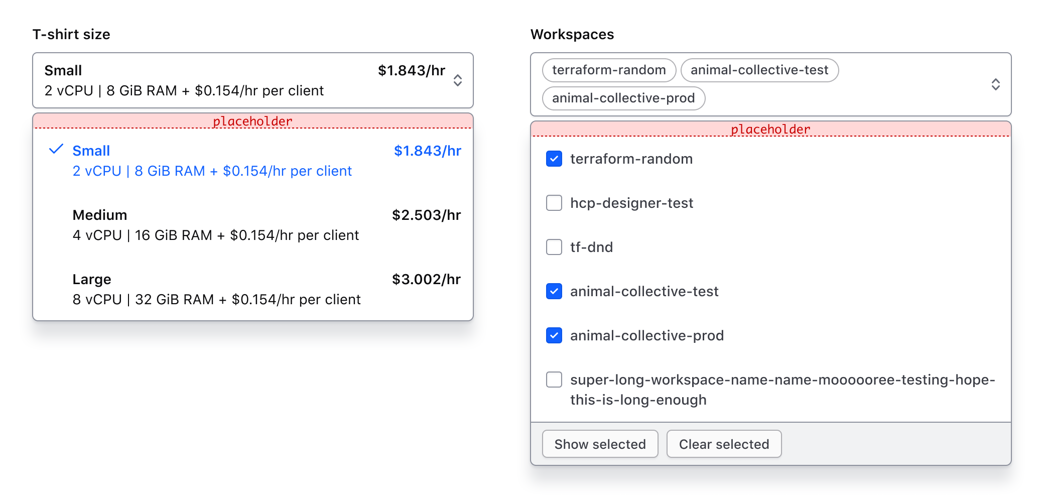 Custom content enabled before the list in both Single and Multiple components